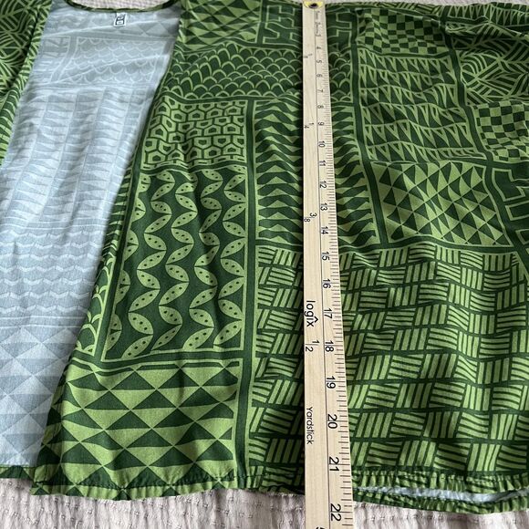 Hawaii's Finest Kimono Cardigan Womens XS Green Polynesian Tapa Open Front Wrap - Picture 8 of 10